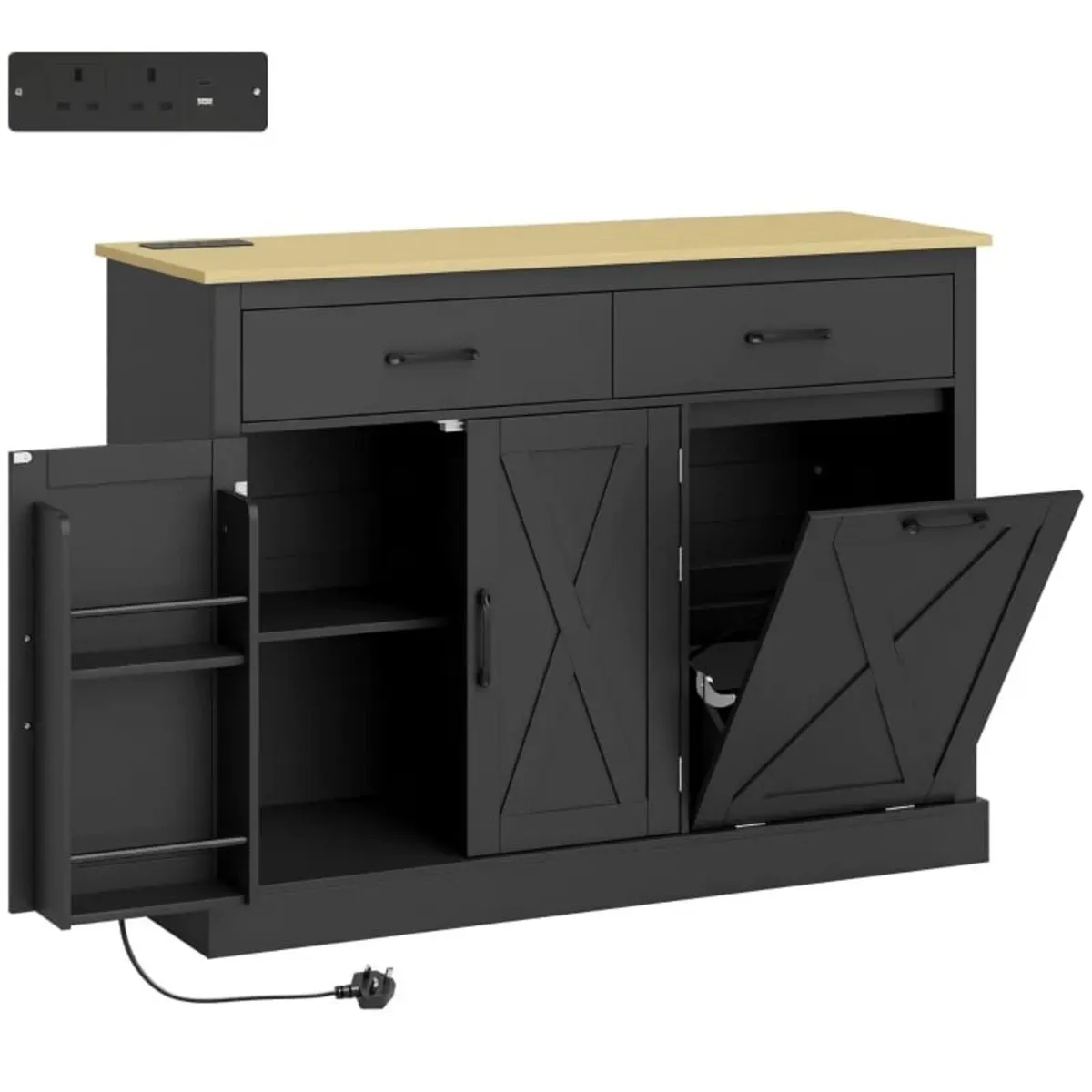 Tilt Out Trash Cabinet with Charging Station, Kitc - Image 3
