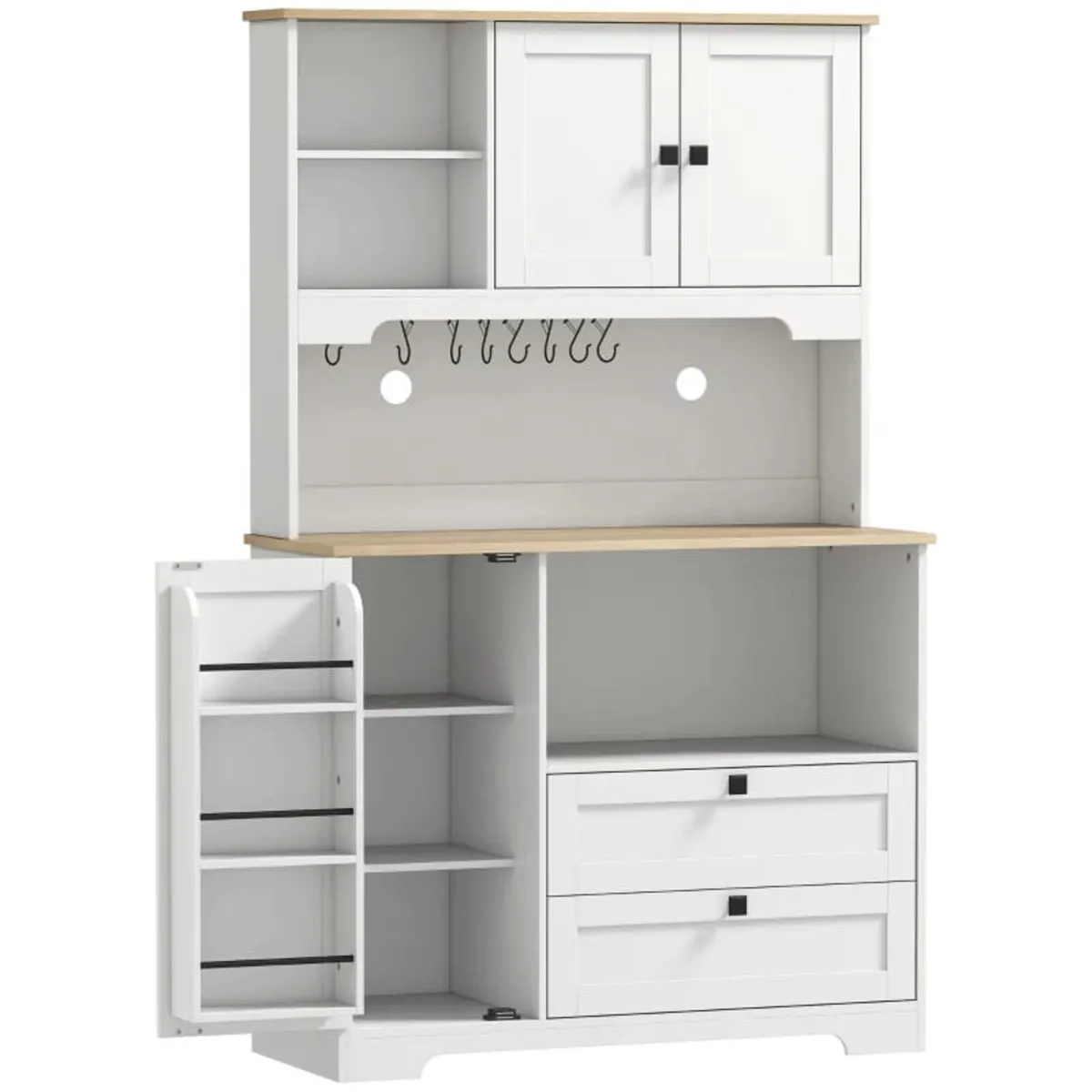 Pantry Cabinet with 3 Doors 2 Drawers 3 Door Shelv - Image 1
