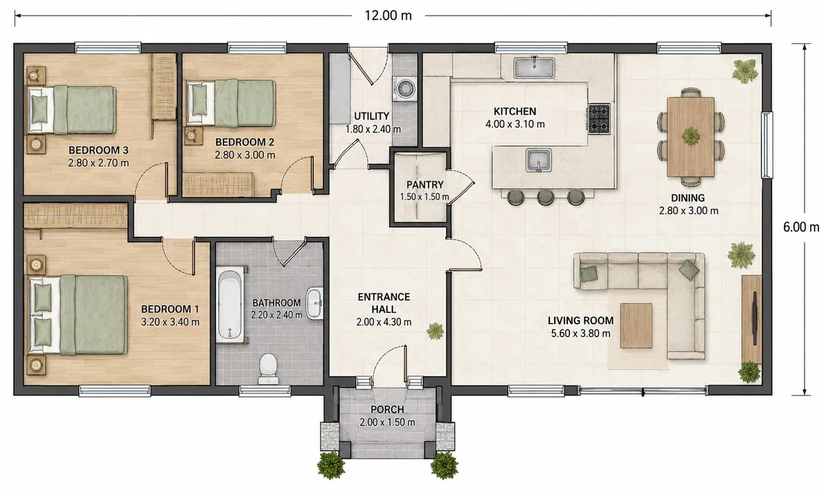 3 bed steel frame cabin - Image 2