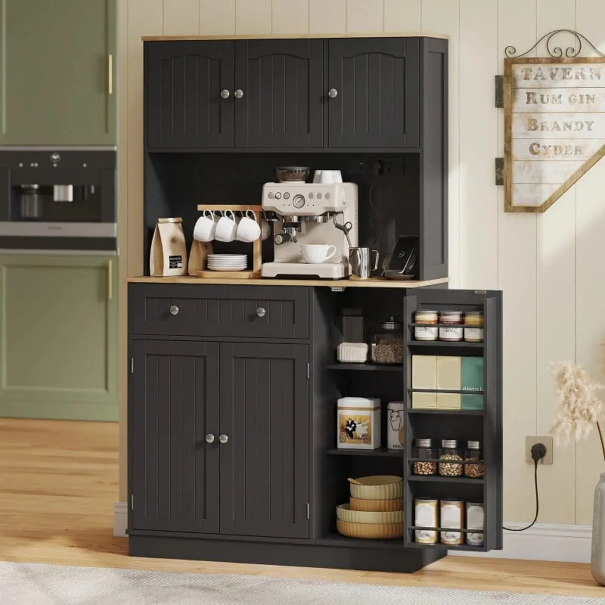 173 cm Tall Kitchen Cupboard with Charging Station - Image 2
