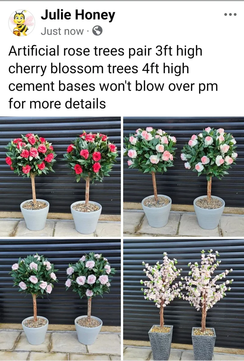 Artificial rose trees & pair cherry blossom