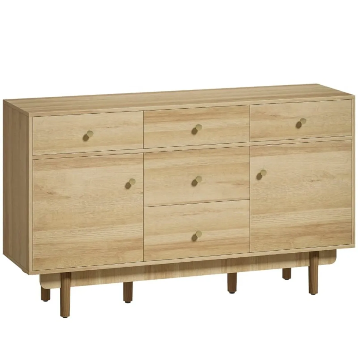 Sideboard with 5 Drawers and 2 Cabinets Buffet Cab - Image 1
