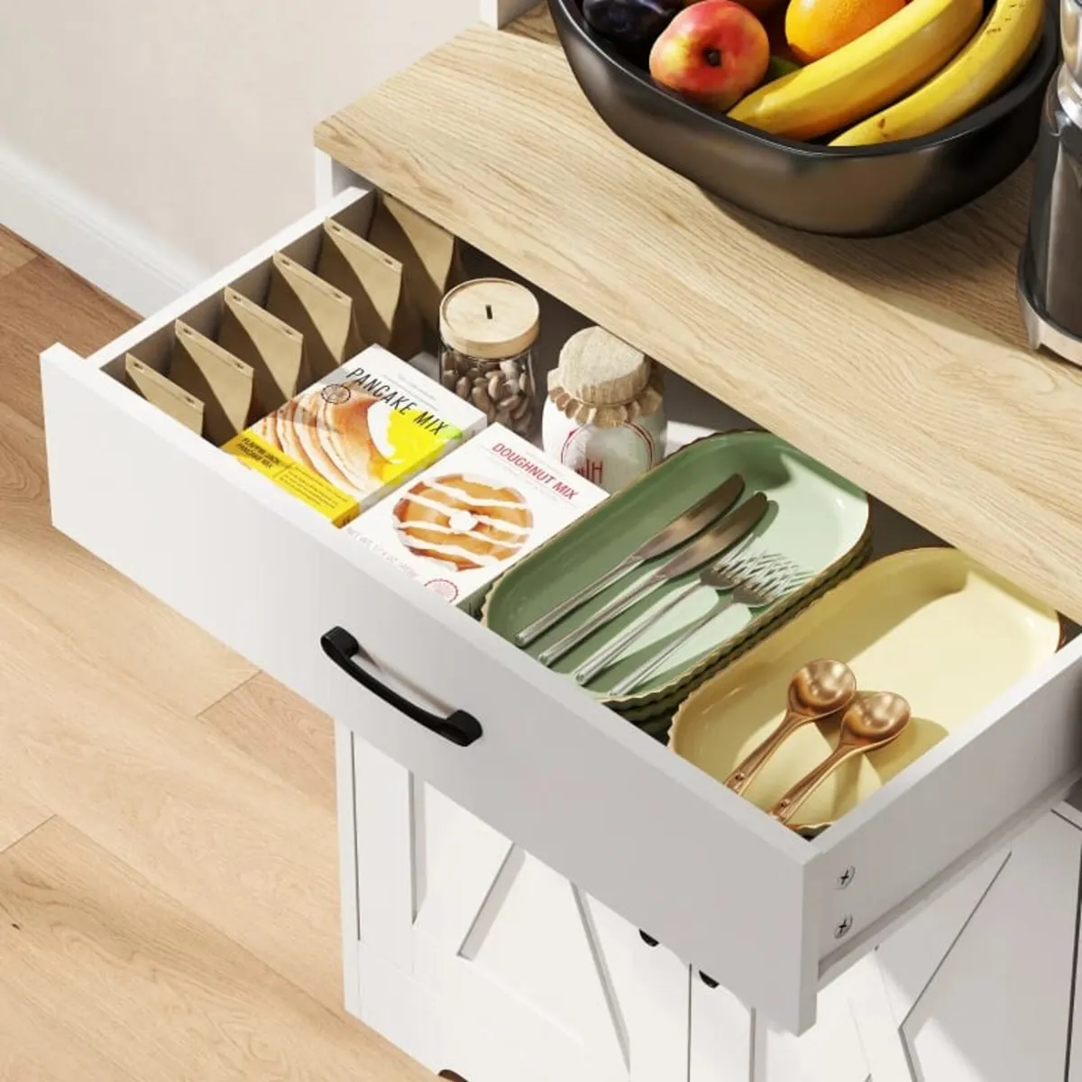 Kitchen Pantry with 6 Doors Countertop for Microwa - Image 2