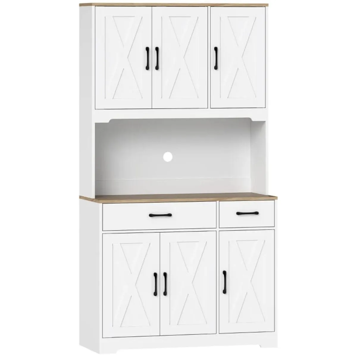 Kitchen Pantry with 6 Doors Countertop for Microwa - Image 3