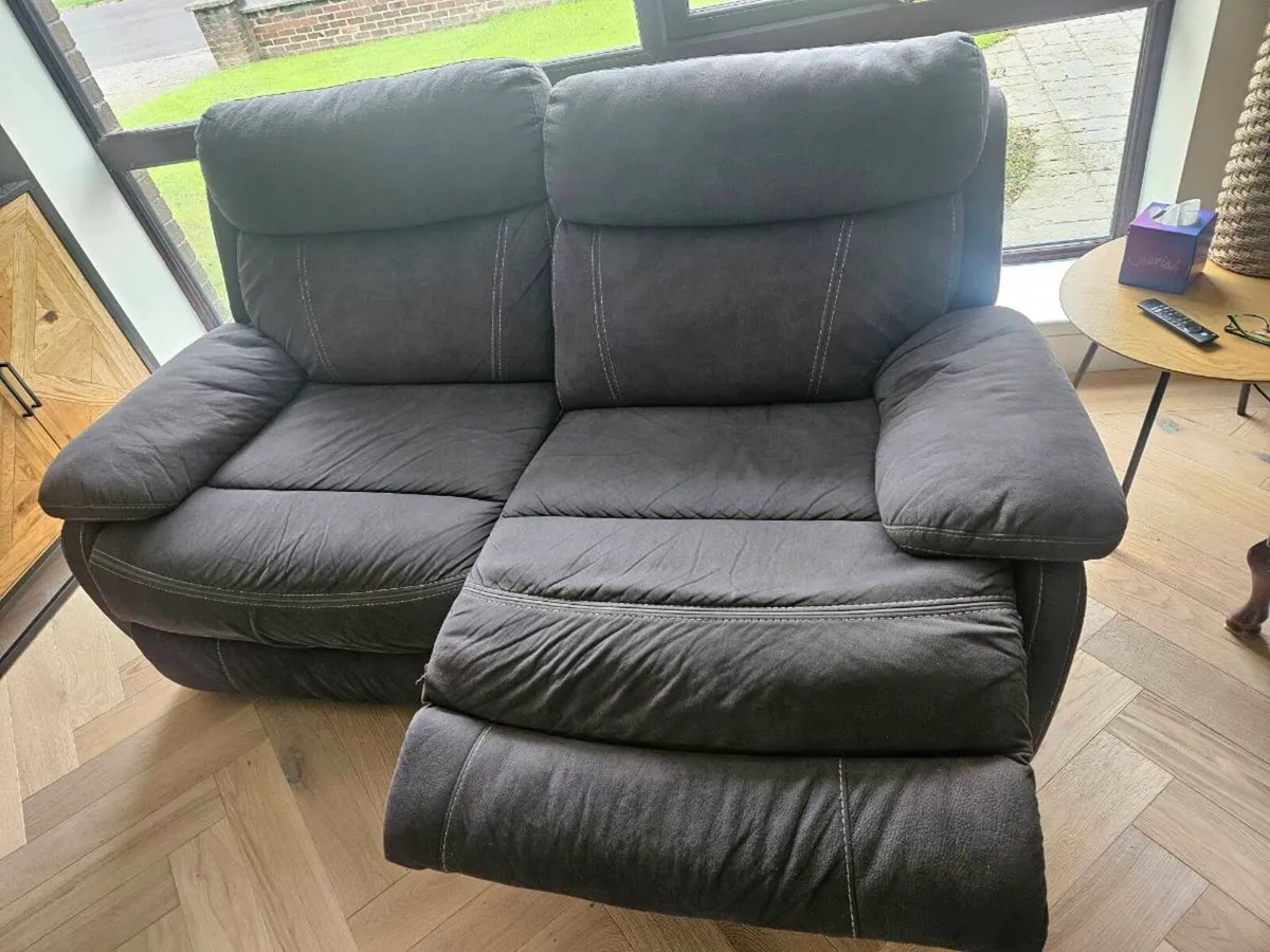 Grey two seater electric recliners x 2 - Image 1