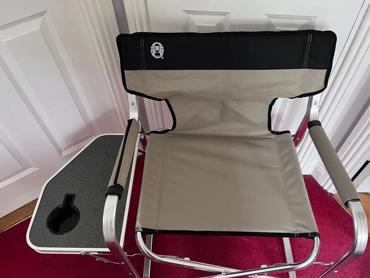 New Solid Coleman Camping fold out chair with tray - Image 1