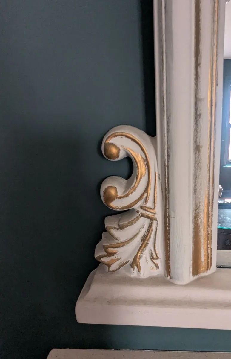 Large  White & Gold Arched antique-Style Mirror - Image 2