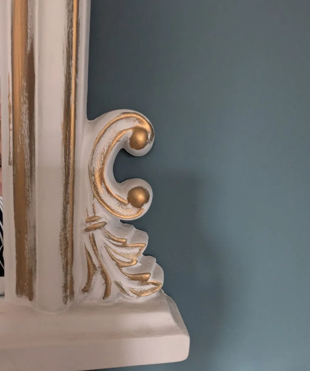 Large  White & Gold Arched antique-Style Mirror - Image 3