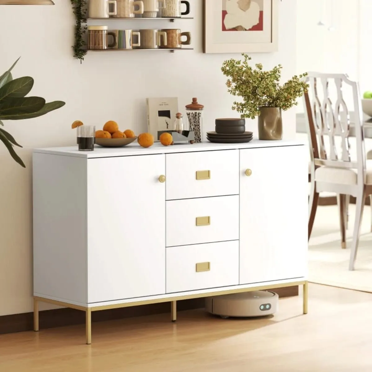 Modern White and Gold Sideboard - Image 1