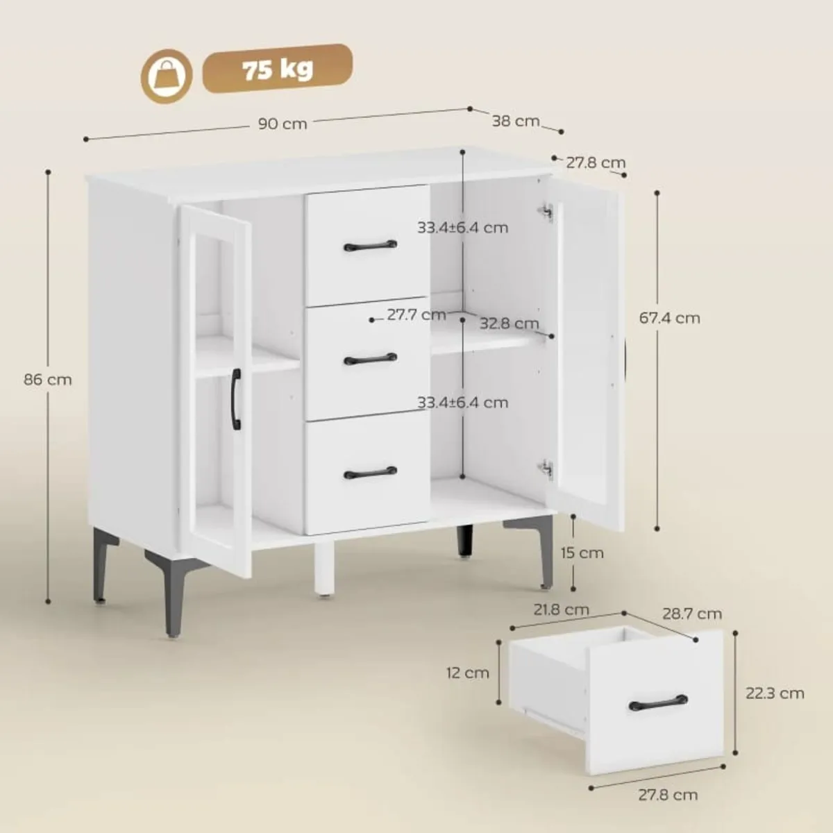 Modern sideboard with soft-close doors, buffet cab - Image 3