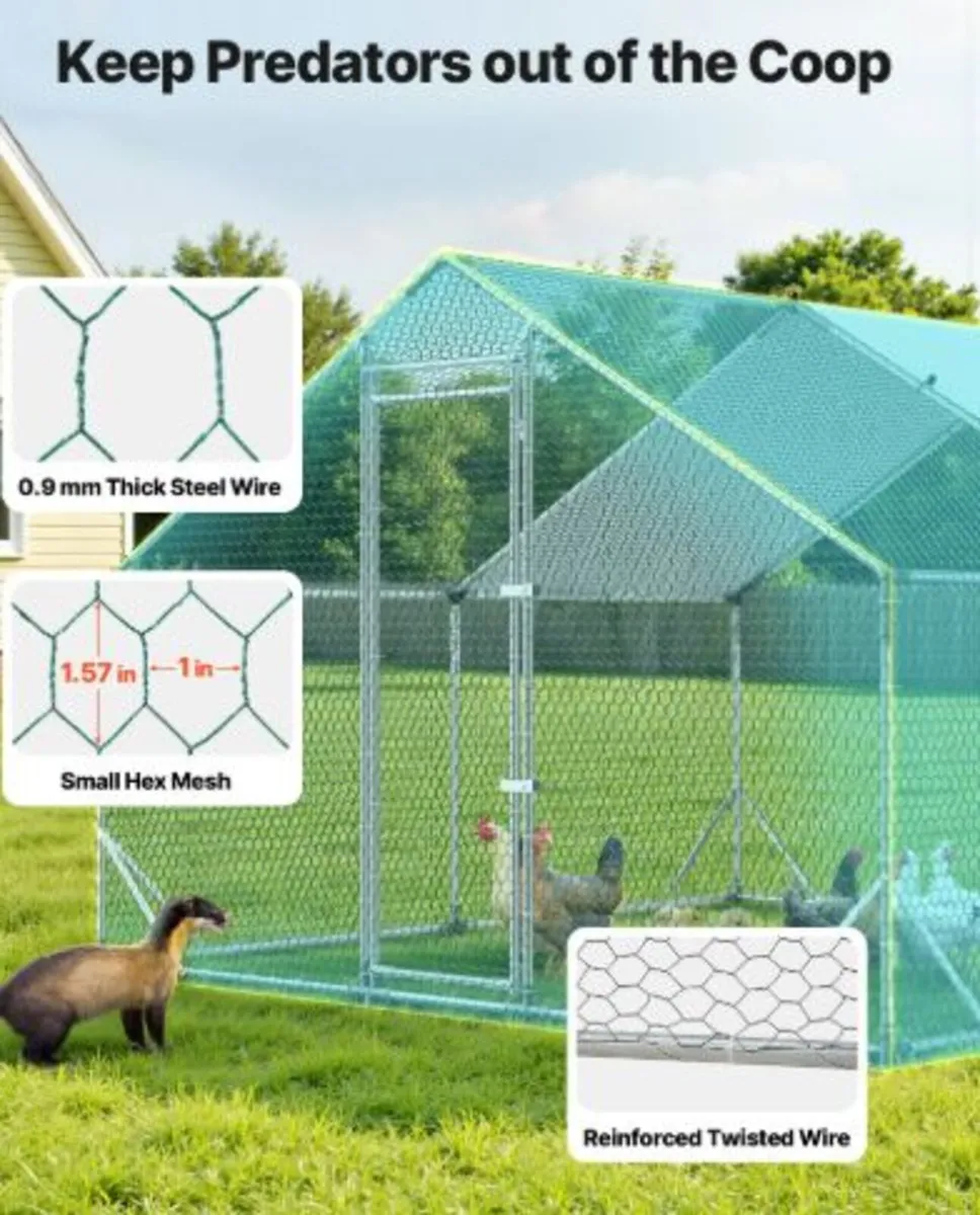 Large Metal Chicken Coop, 3 x 3 x 2 m, Walk-in - Image 3
