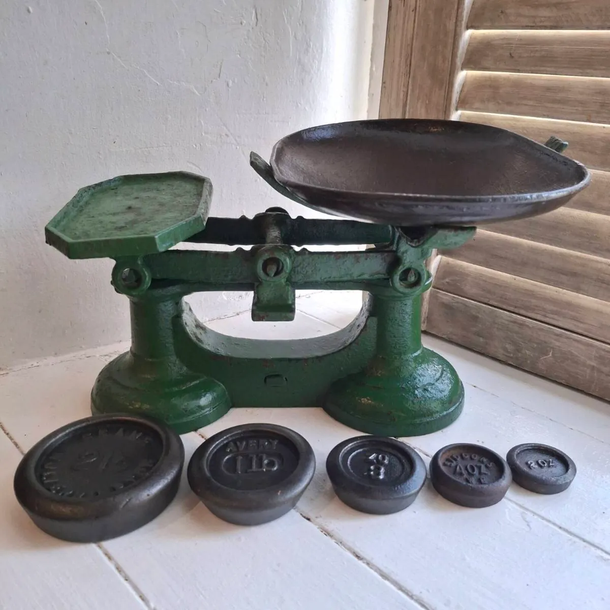 Vintage Cast-Iron Kitchen Balance Scale - Image 2