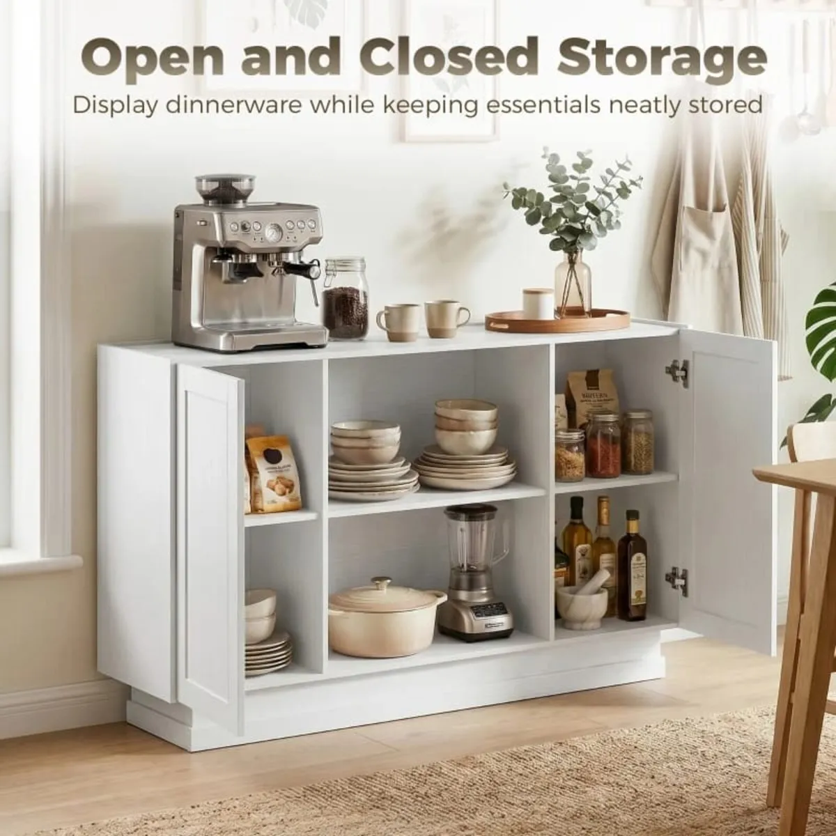 Sideboard Buffet Cabinet, 133 cm Storage Cabinet w - Image 2
