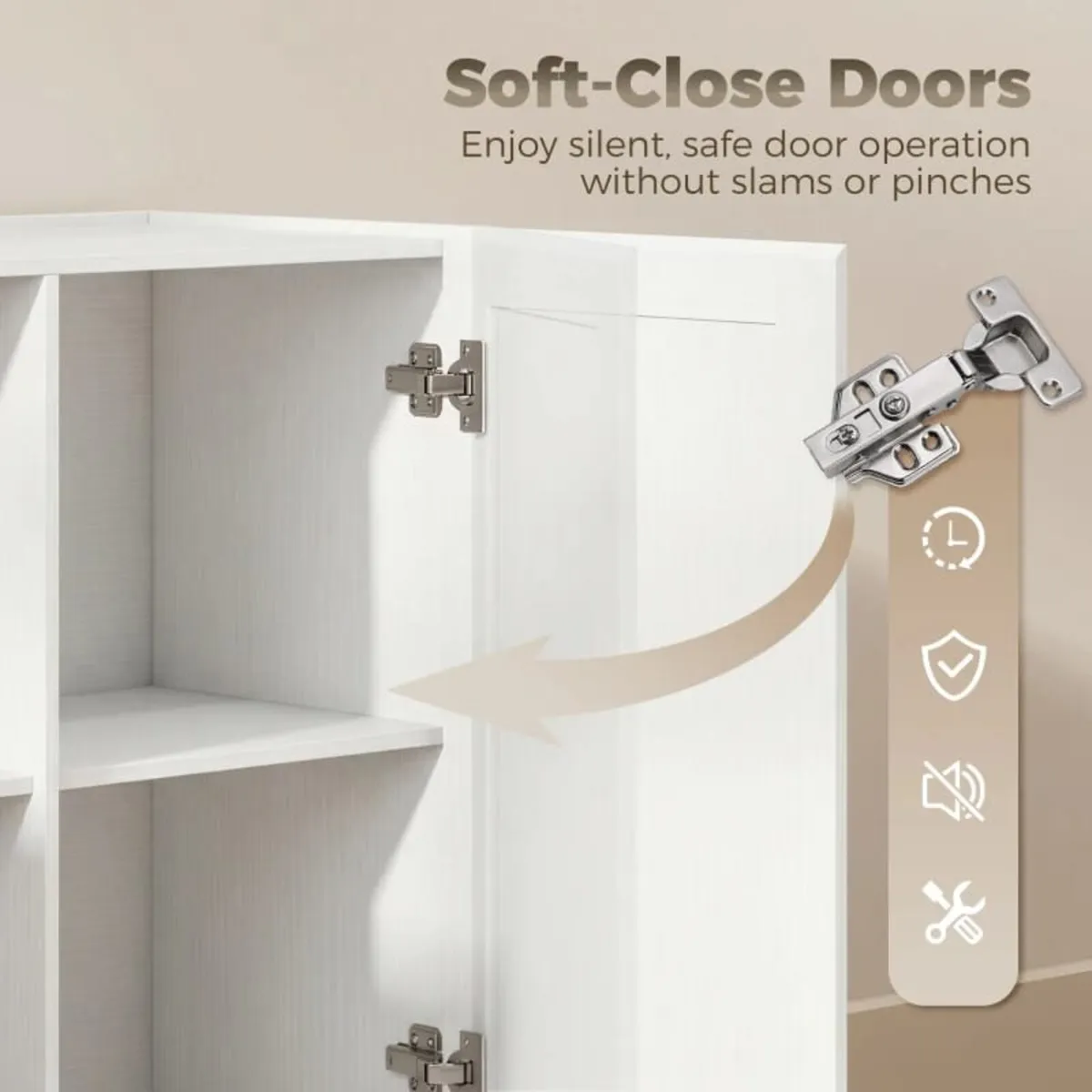 Sideboard Buffet Cabinet, 133 cm Storage Cabinet w - Image 3
