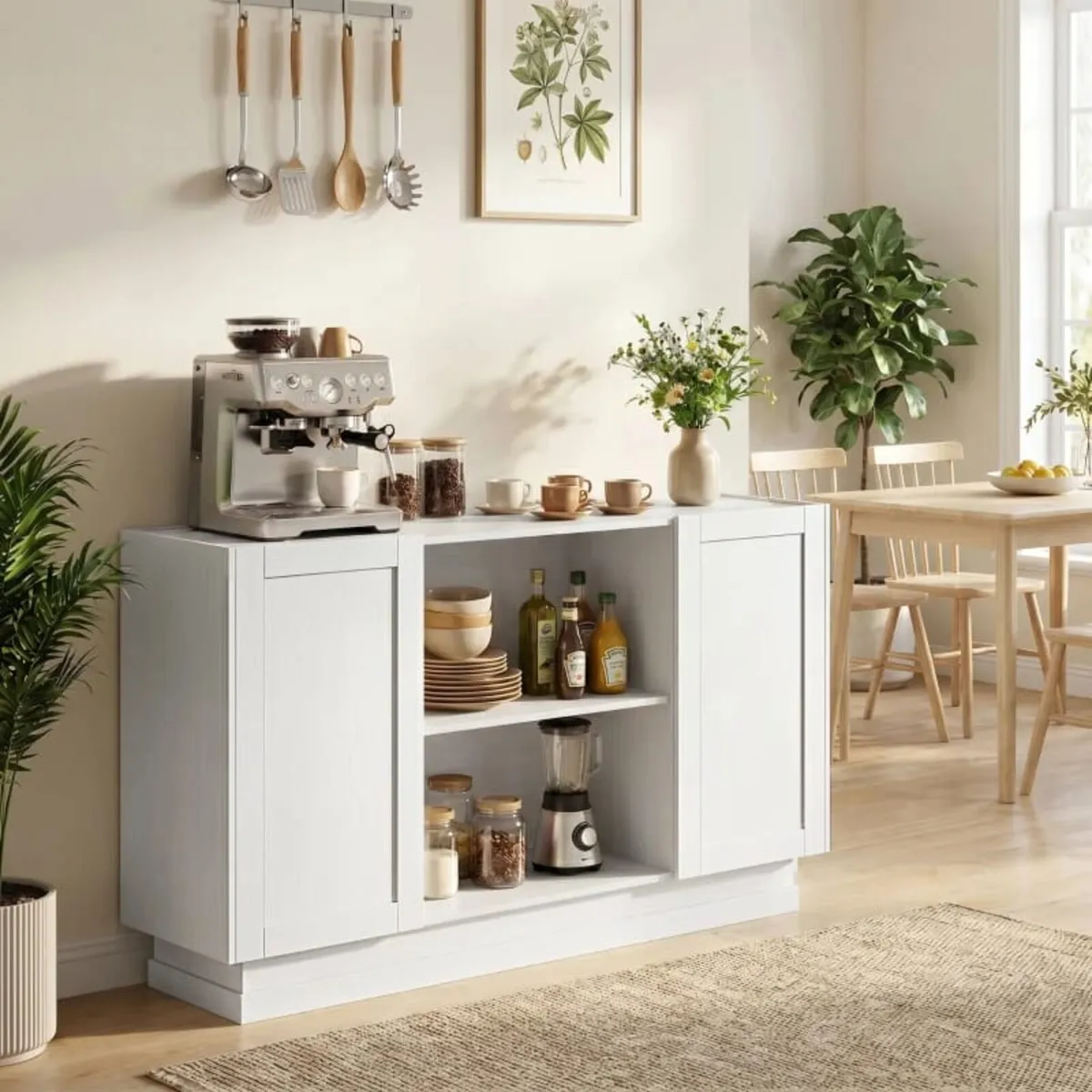 Sideboard Buffet Cabinet, 133 cm Storage Cabinet w - Image 4