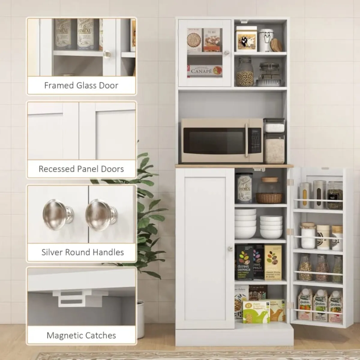 Two-Part Kitchen Storage Cabinet - White - Image 4