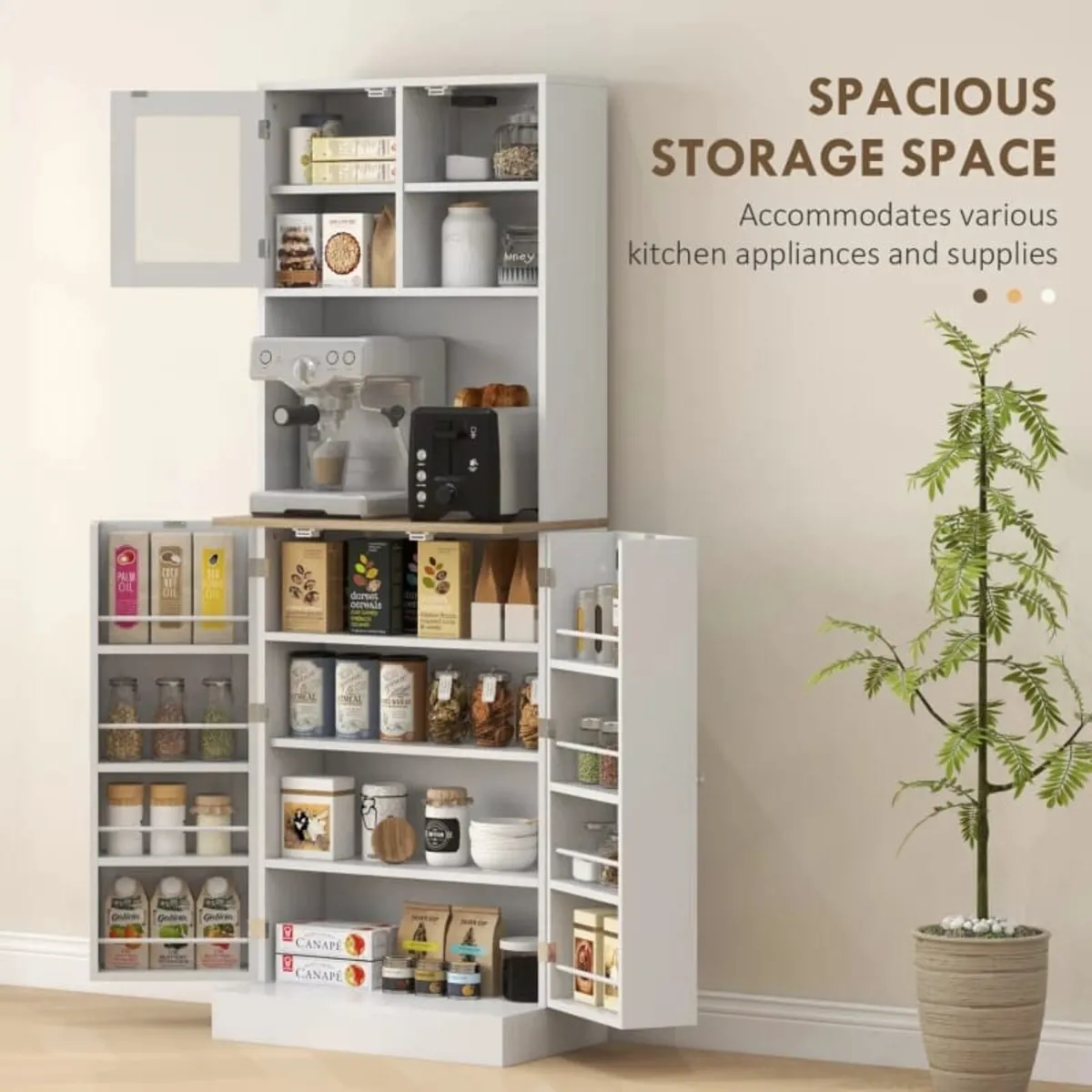 Two-Part Kitchen Storage Cabinet - White - Image 3
