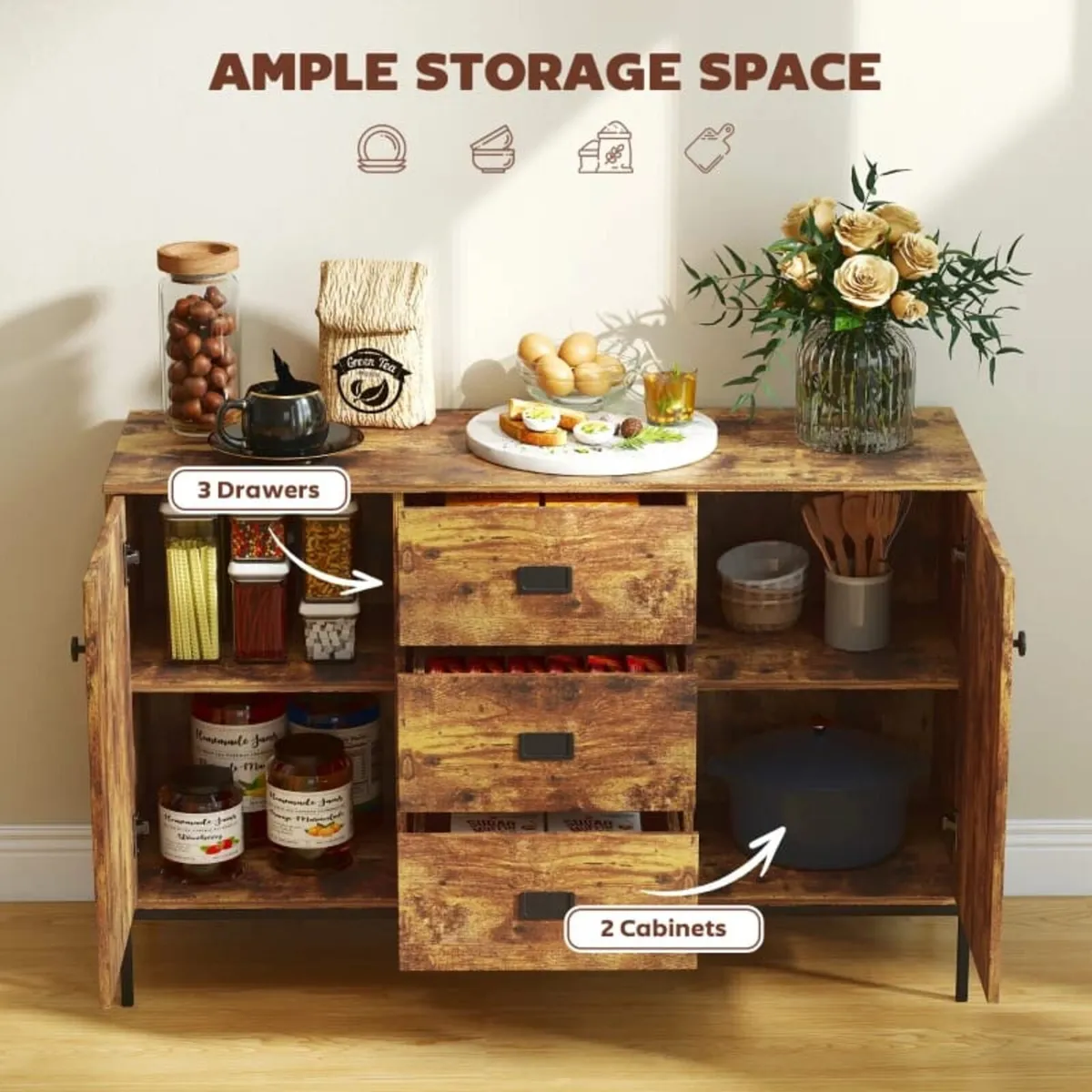 Modern Rustic Brown Sideboard - Image 2