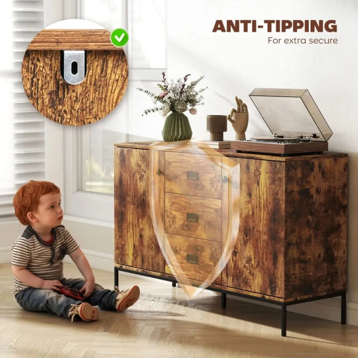 Modern Rustic Brown Sideboard - Image 3
