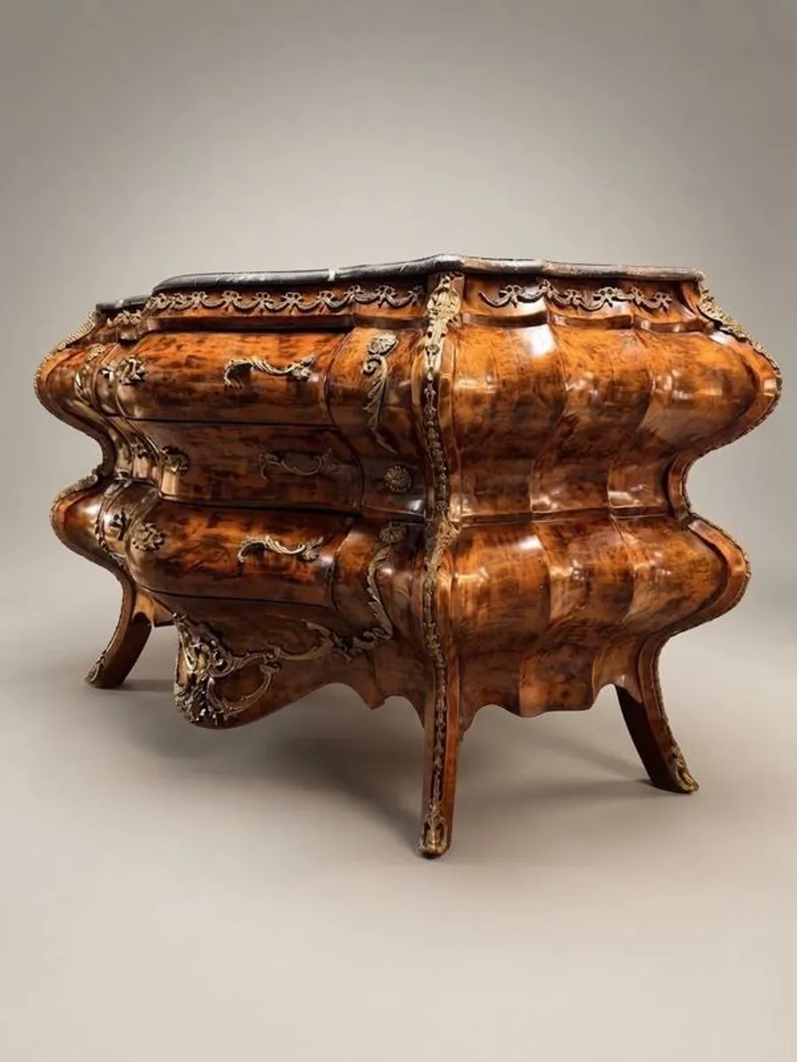 Magnificent French-Style Large Bombe Chest of Drawers w. Marble Top - Image 1