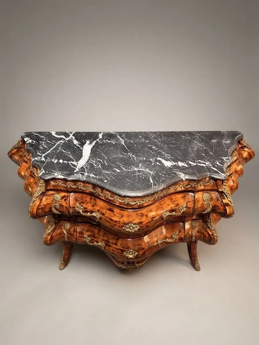Magnificent French-Style Large Bombe Chest of Drawers w. Marble Top - Image 2