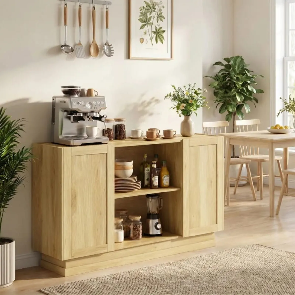 Sideboard Buffet Cabinet, 133 cm Storage Cabinet w - Image 1
