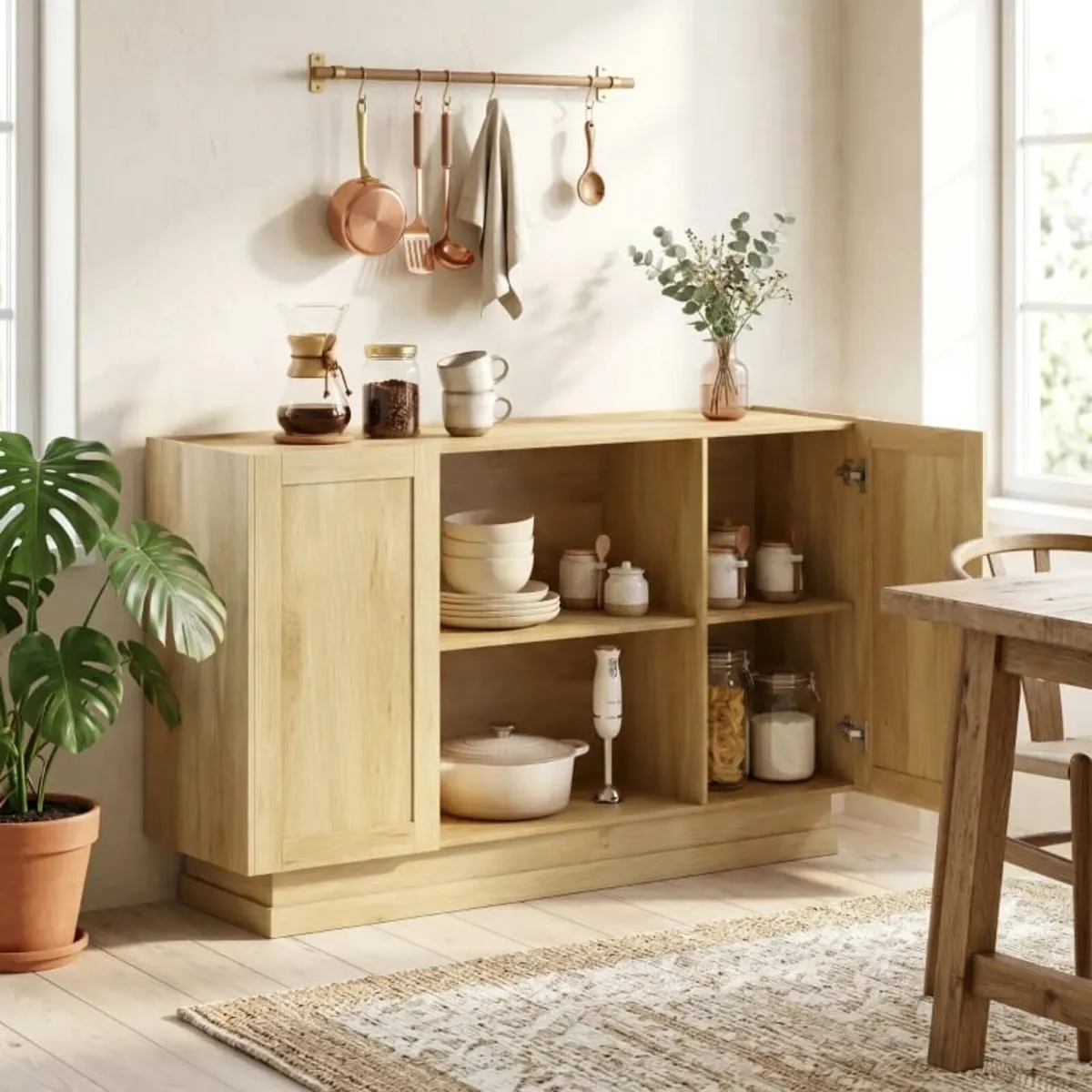 Sideboard Buffet Cabinet, 133 cm Storage Cabinet w - Image 3