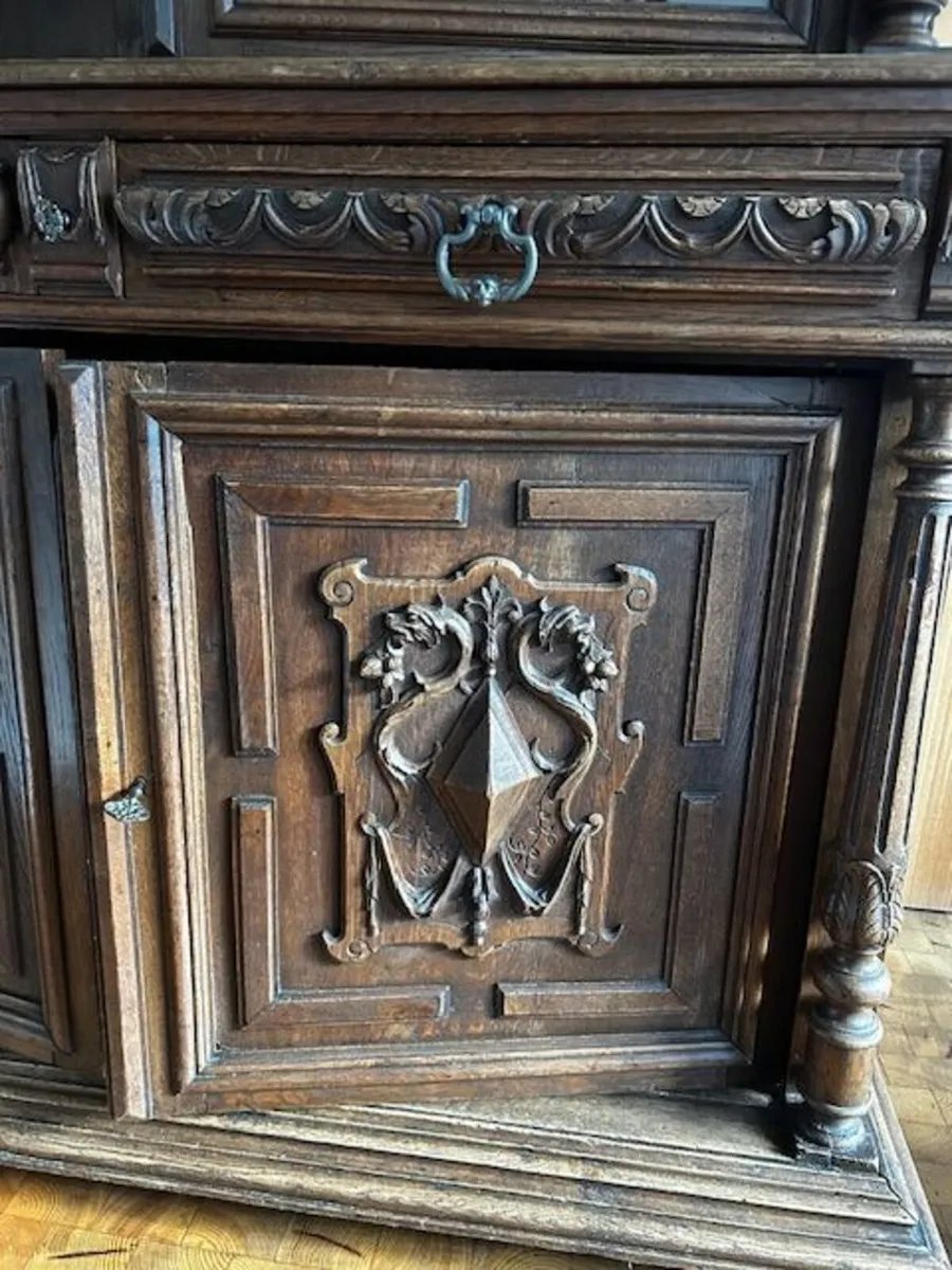 Solid wood French Henry II style buffet - Image 4