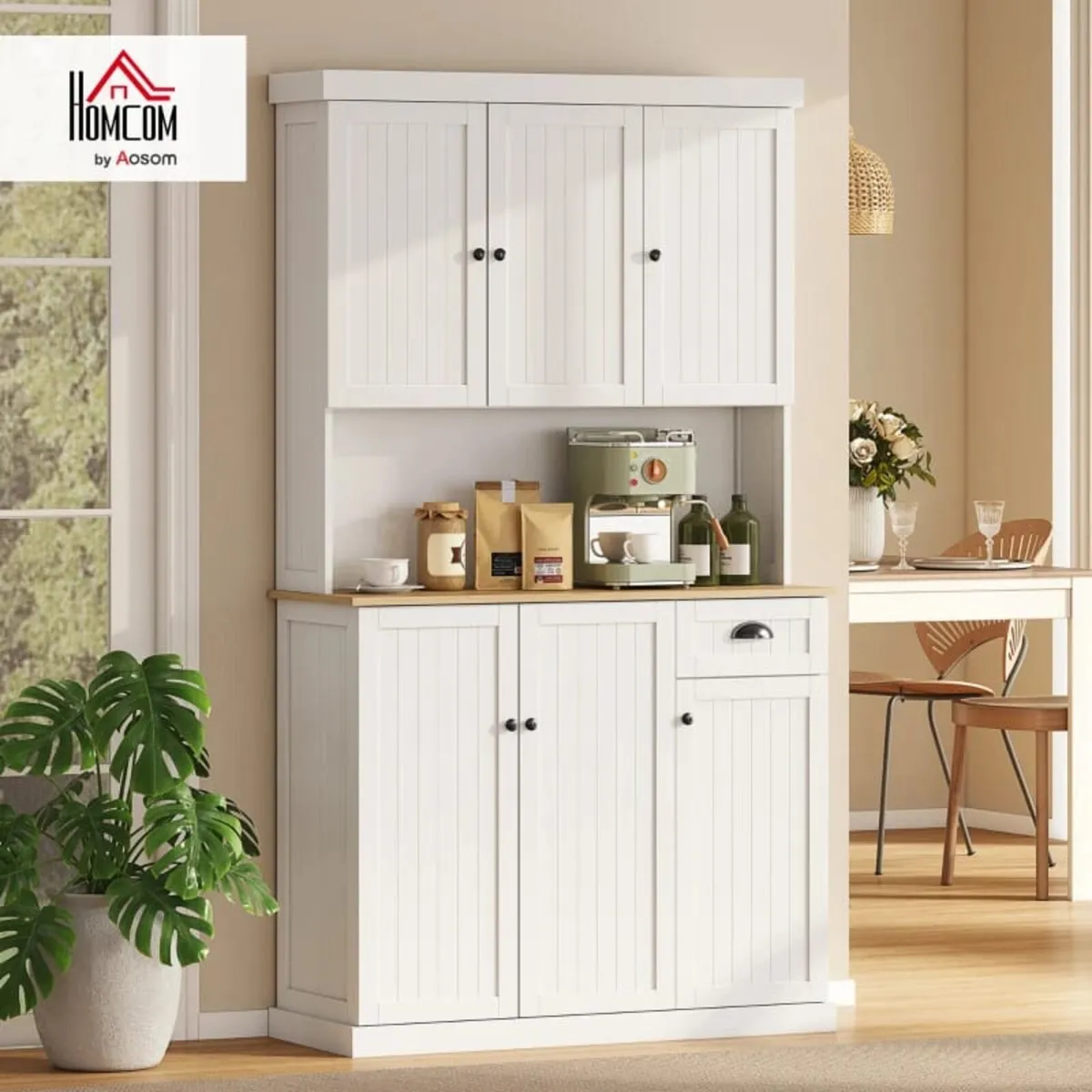 White Kitchen Cabinet 180cm Freestanding Modern St - Image 4