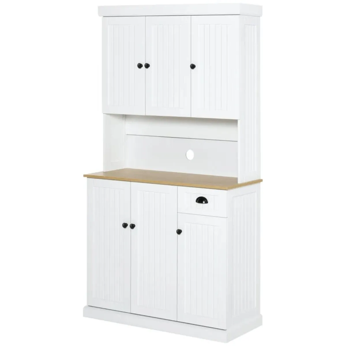 White Kitchen Cabinet 180cm Freestanding Modern St - Image 1