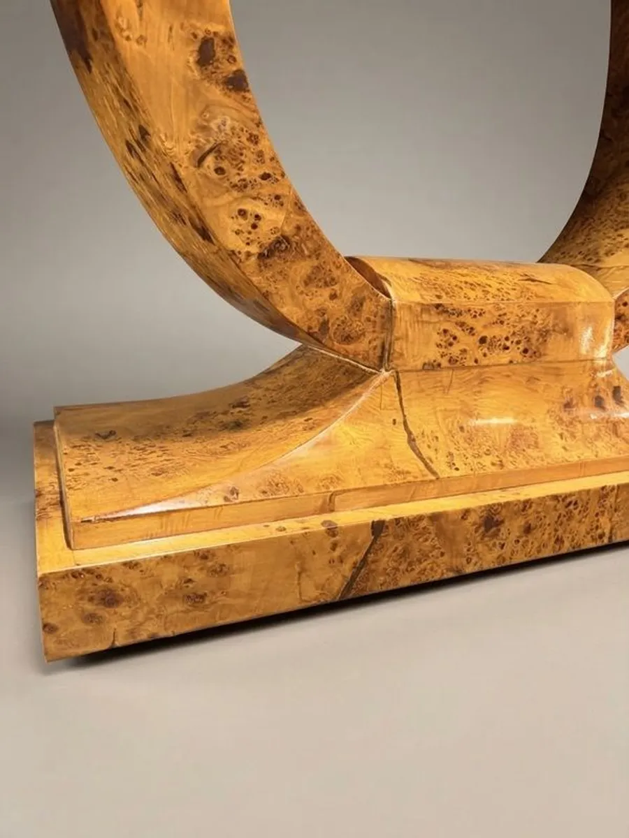 Art Deco Style Burl Walnut Console Table - Image 2