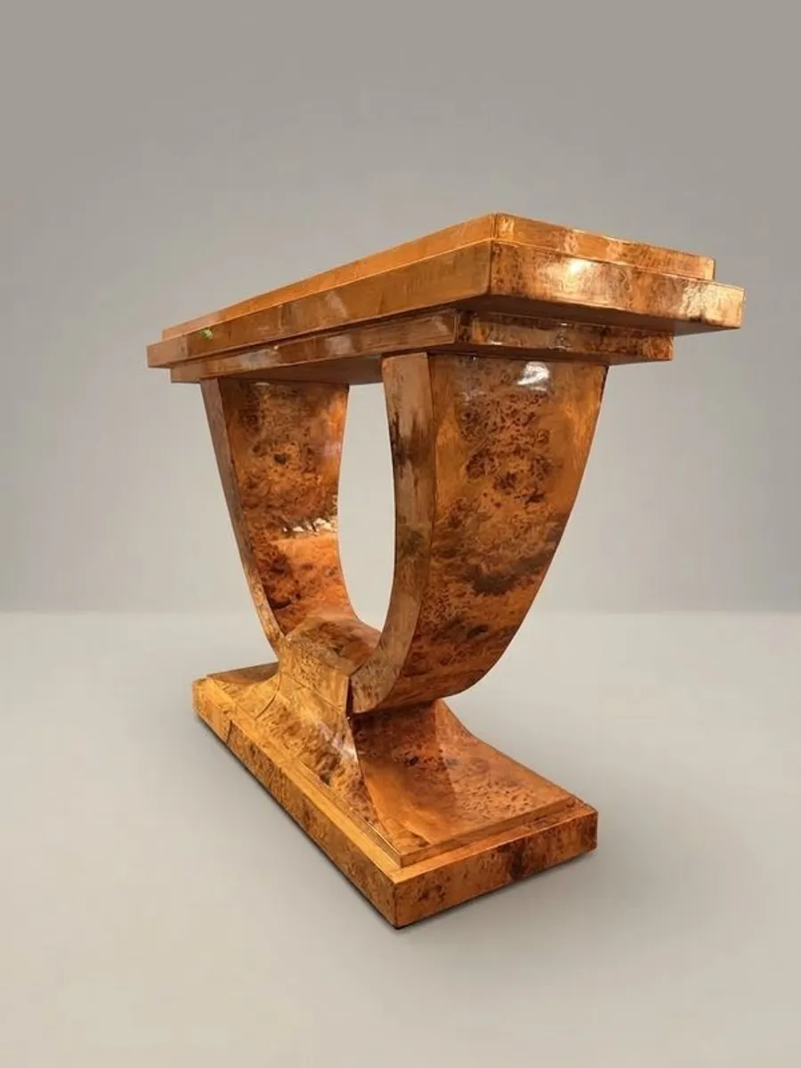 Art Deco Style Burl Walnut Console Table - Image 3