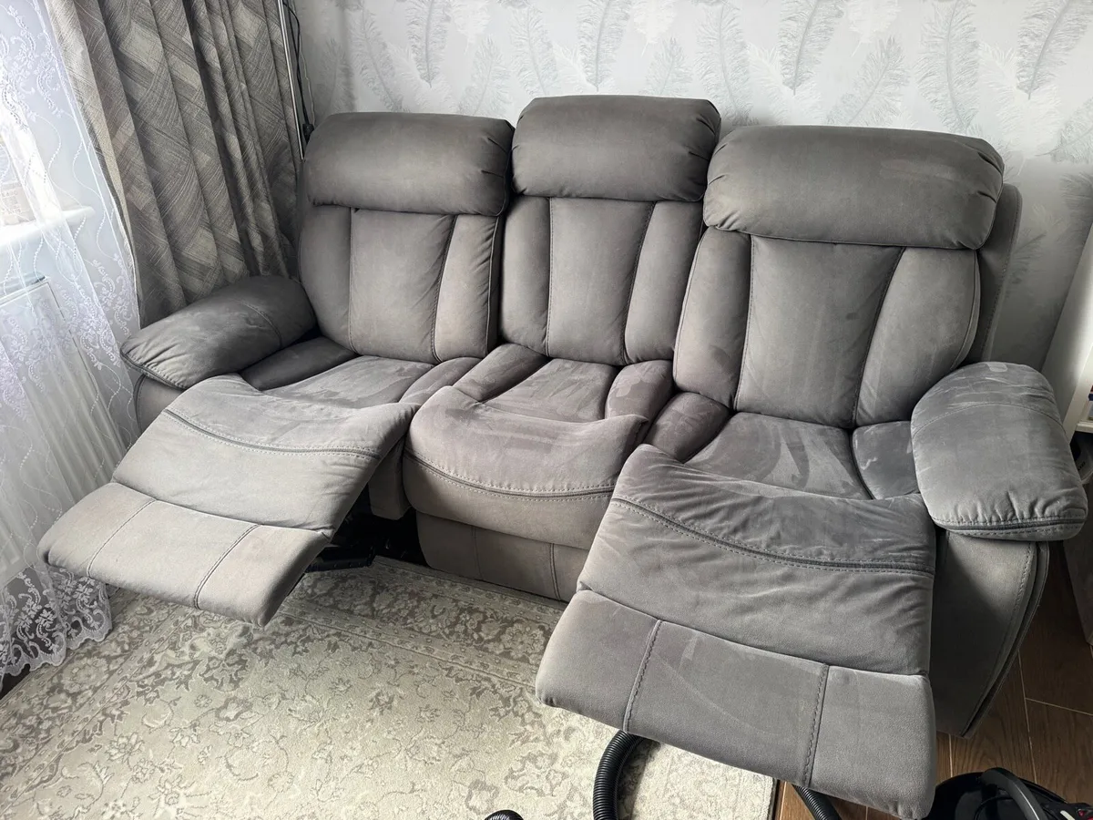3-Seater Recliner Sofa – Grey Fabric - Image 3