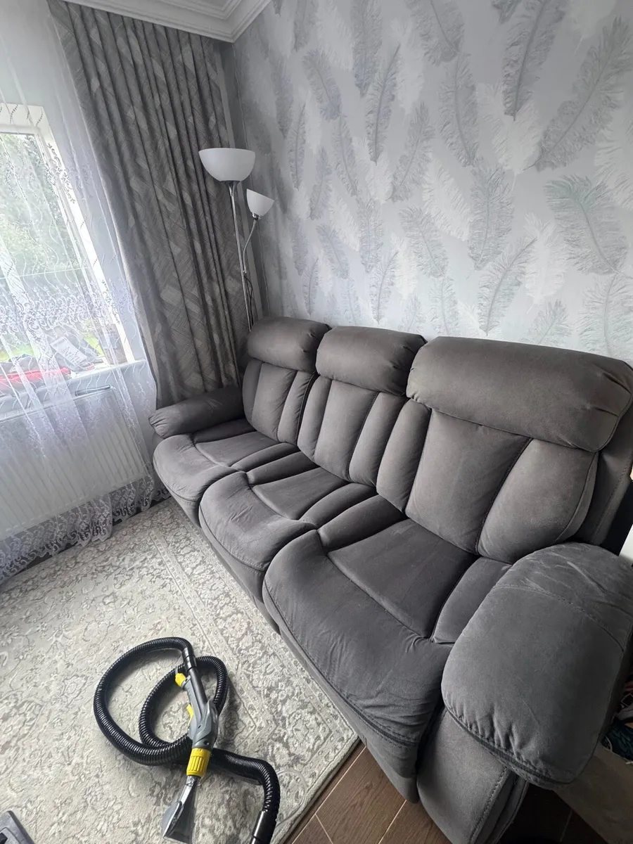 3-Seater Recliner Sofa – Grey Fabric - Image 1