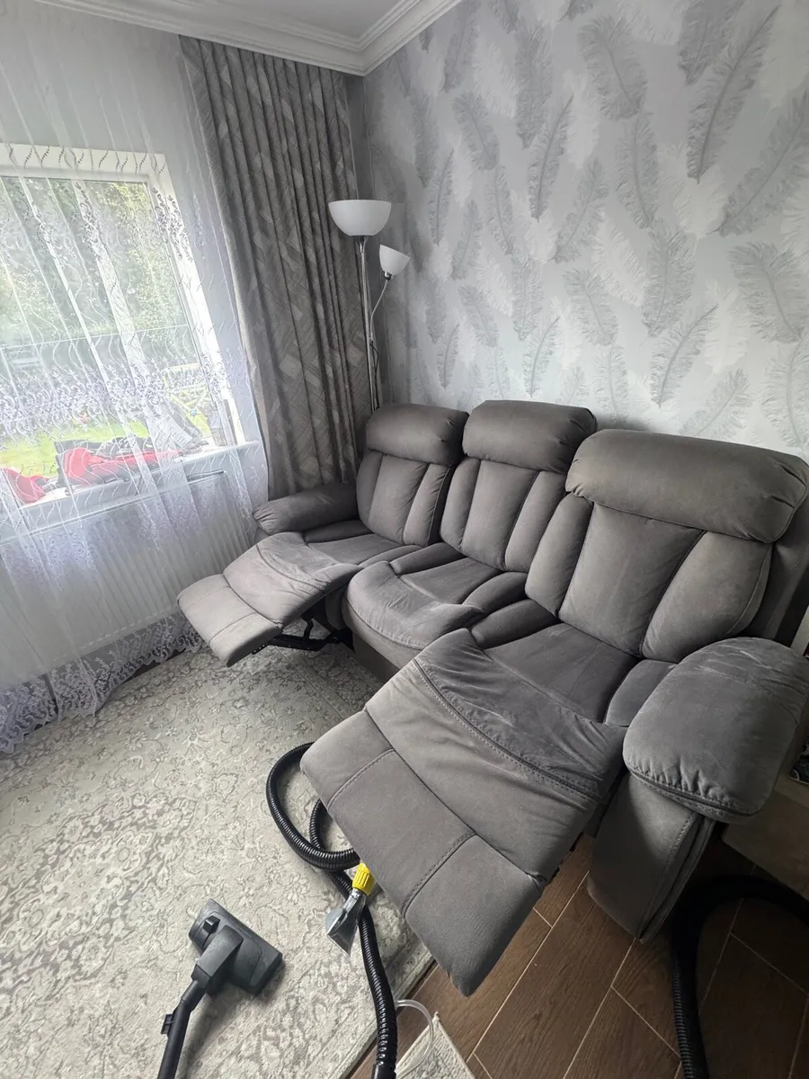 3-Seater Recliner Sofa – Grey Fabric - Image 2
