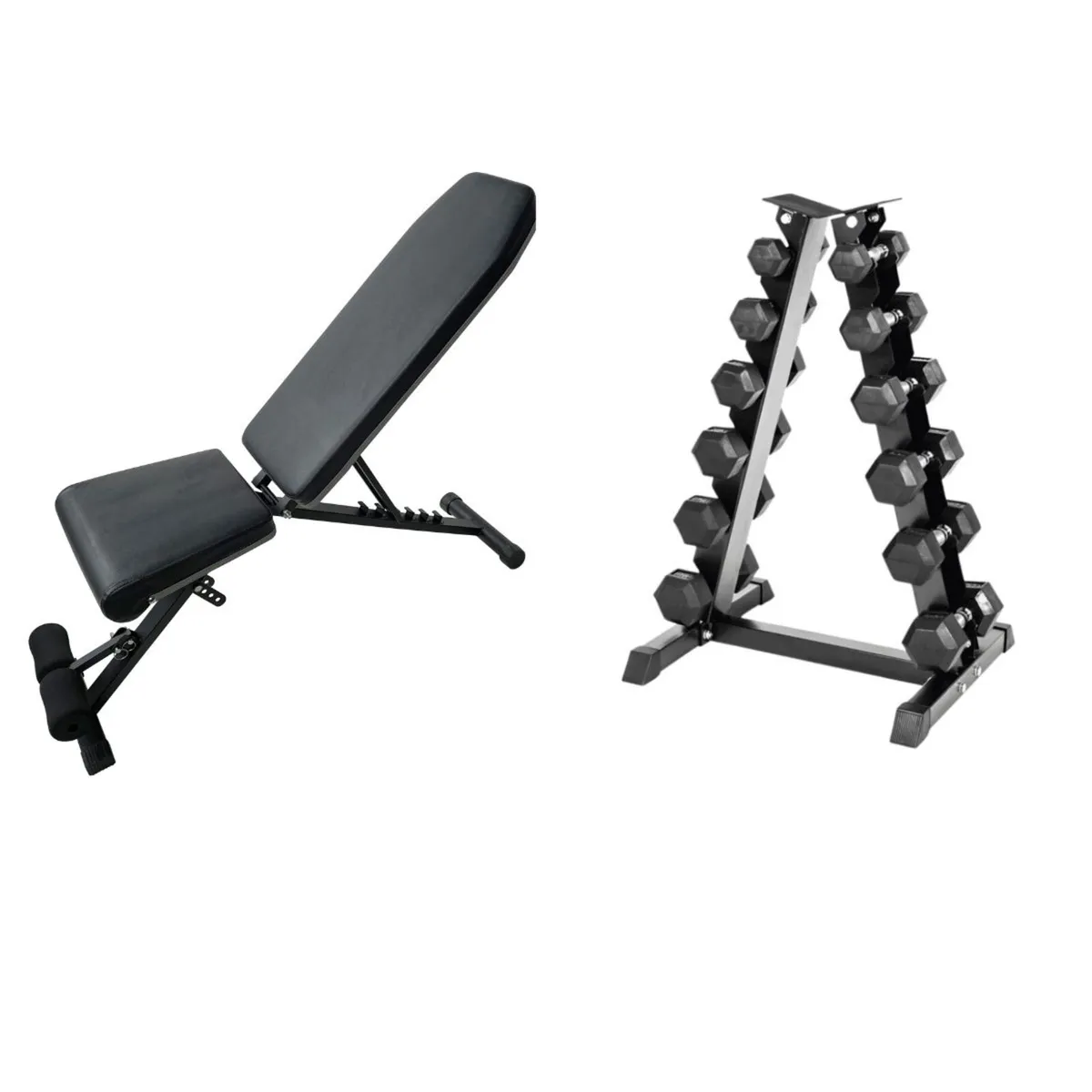 105kg Hex Dummbell Set with Bench