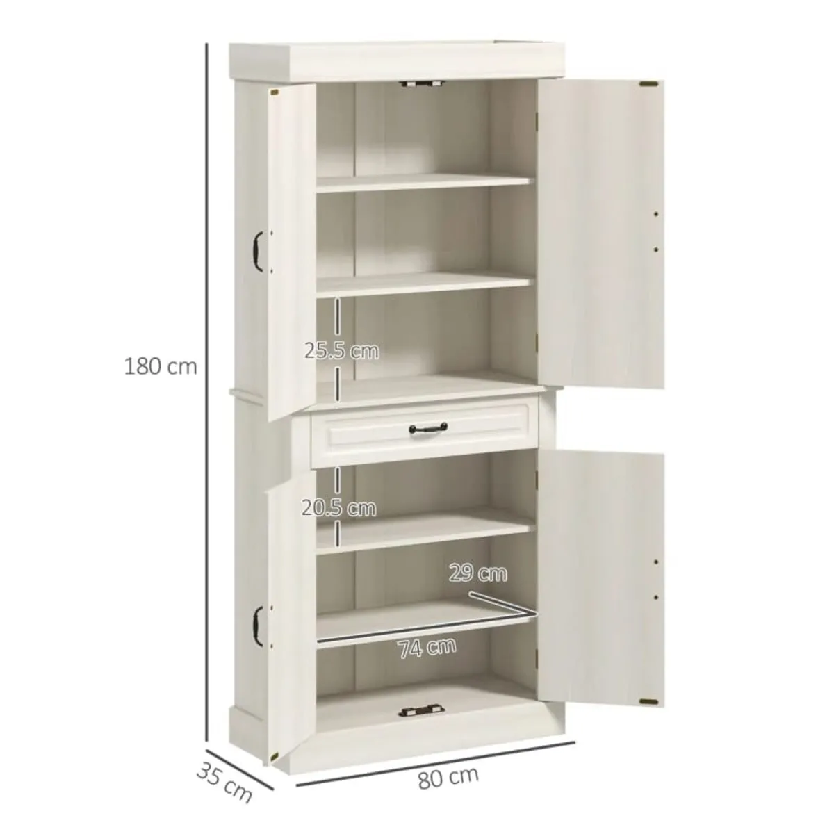 Kitchen Cupboard with 4 Doors, Freestanding Storag - Image 4