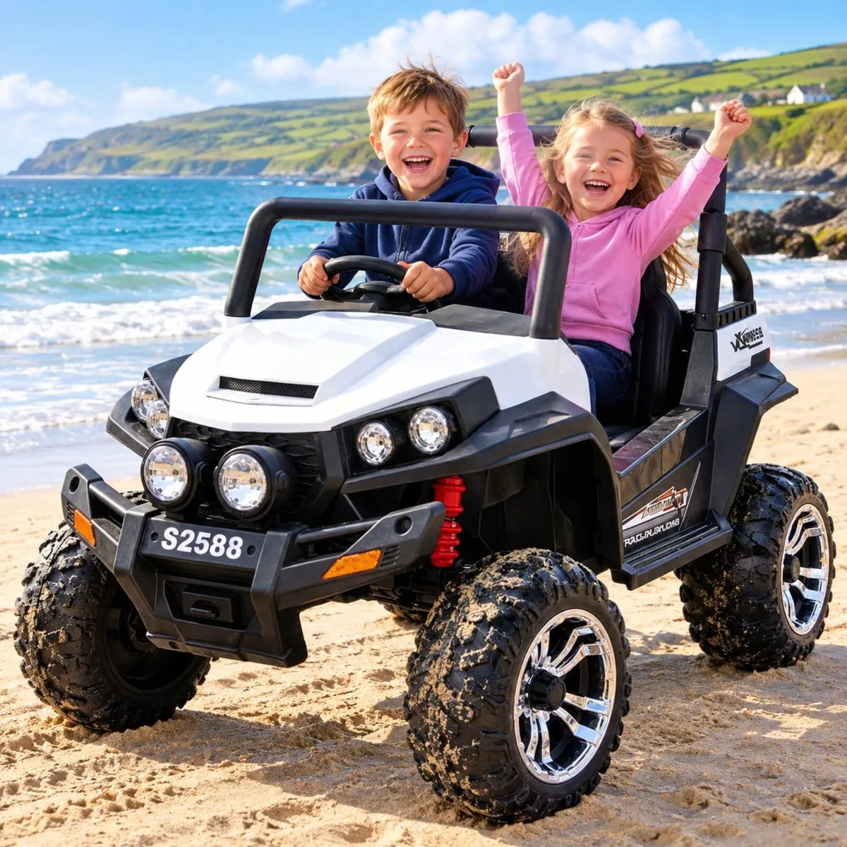 Ranch Wagon 24V Electric Ride On Buggy White - Image 1