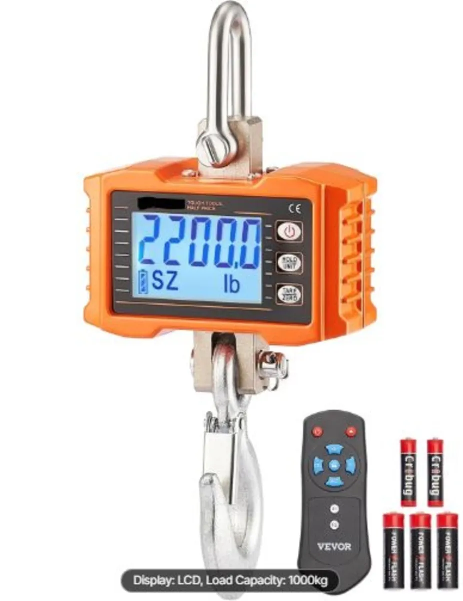 Digital Crane Scale, 2200 lbs/1000 kg, Industrial - Image 1