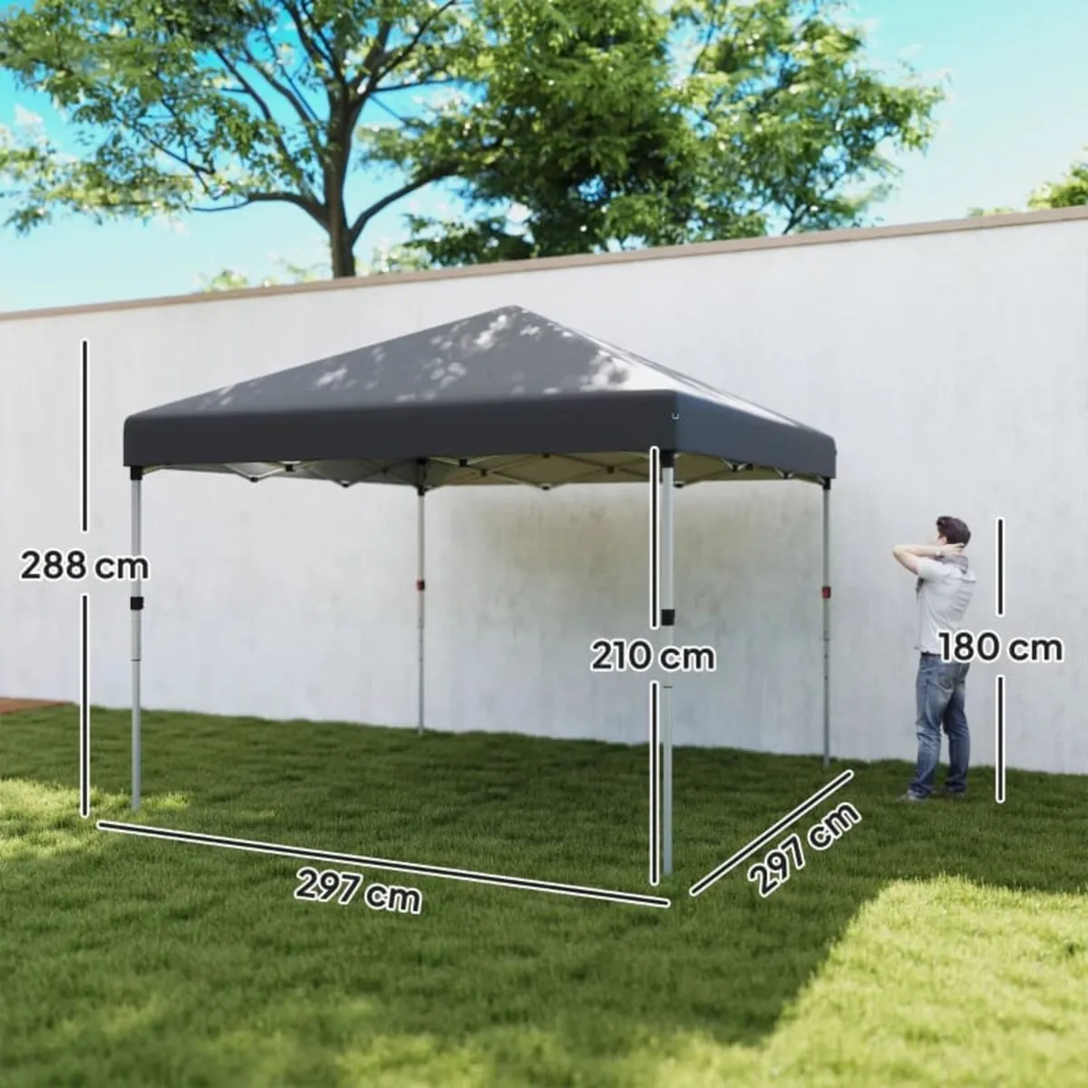 3x3 Pop Up Gazebo with Sidewalls Adjustable Garde - Image 2