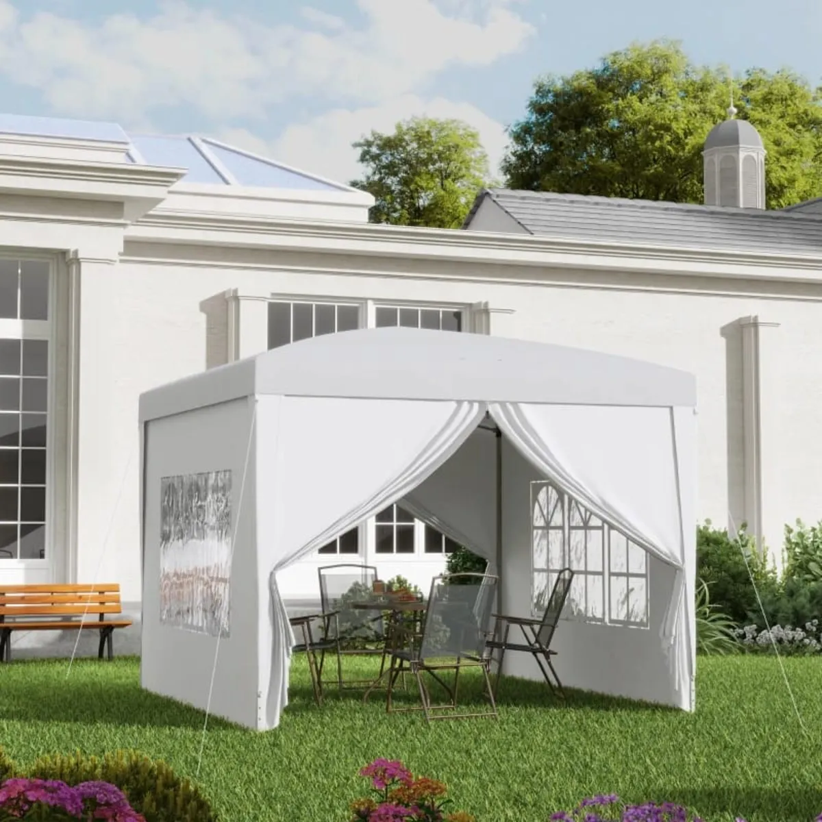 3 x 3m Pop Up Gazebo, Wedding Party Canopy Tent Ma - Image 1