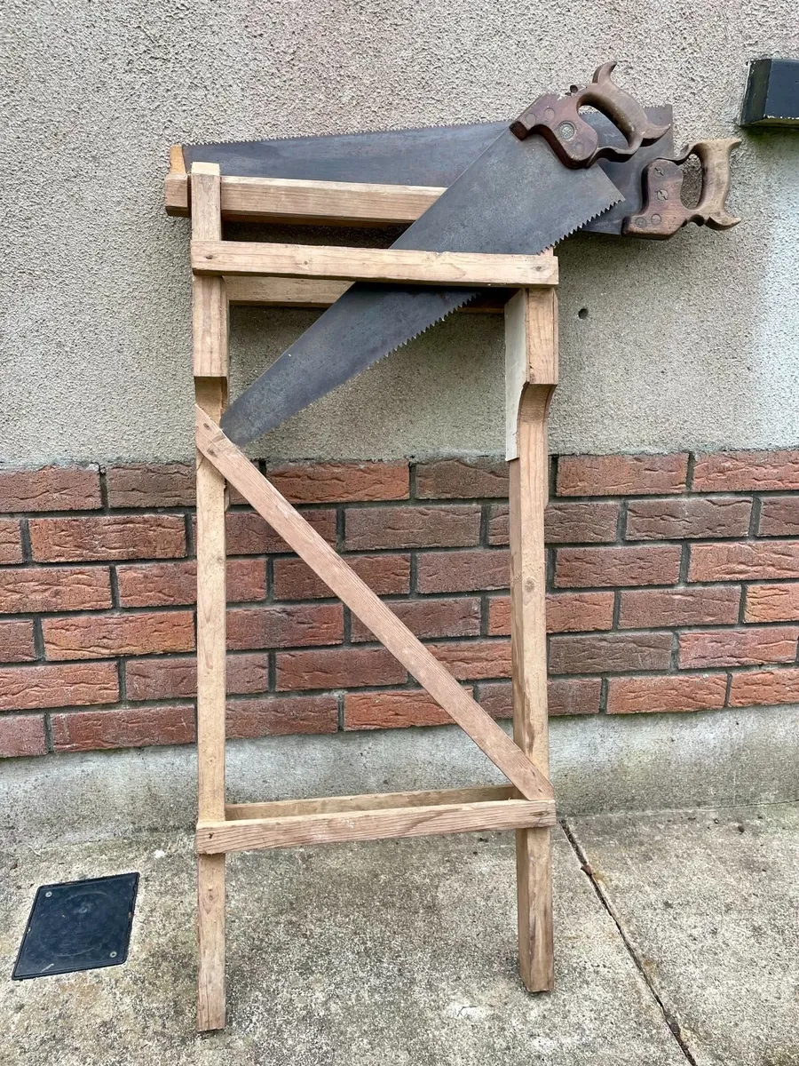 Vintage Pine wooden carpenter's saw  Horse, 2 saws - Image 1