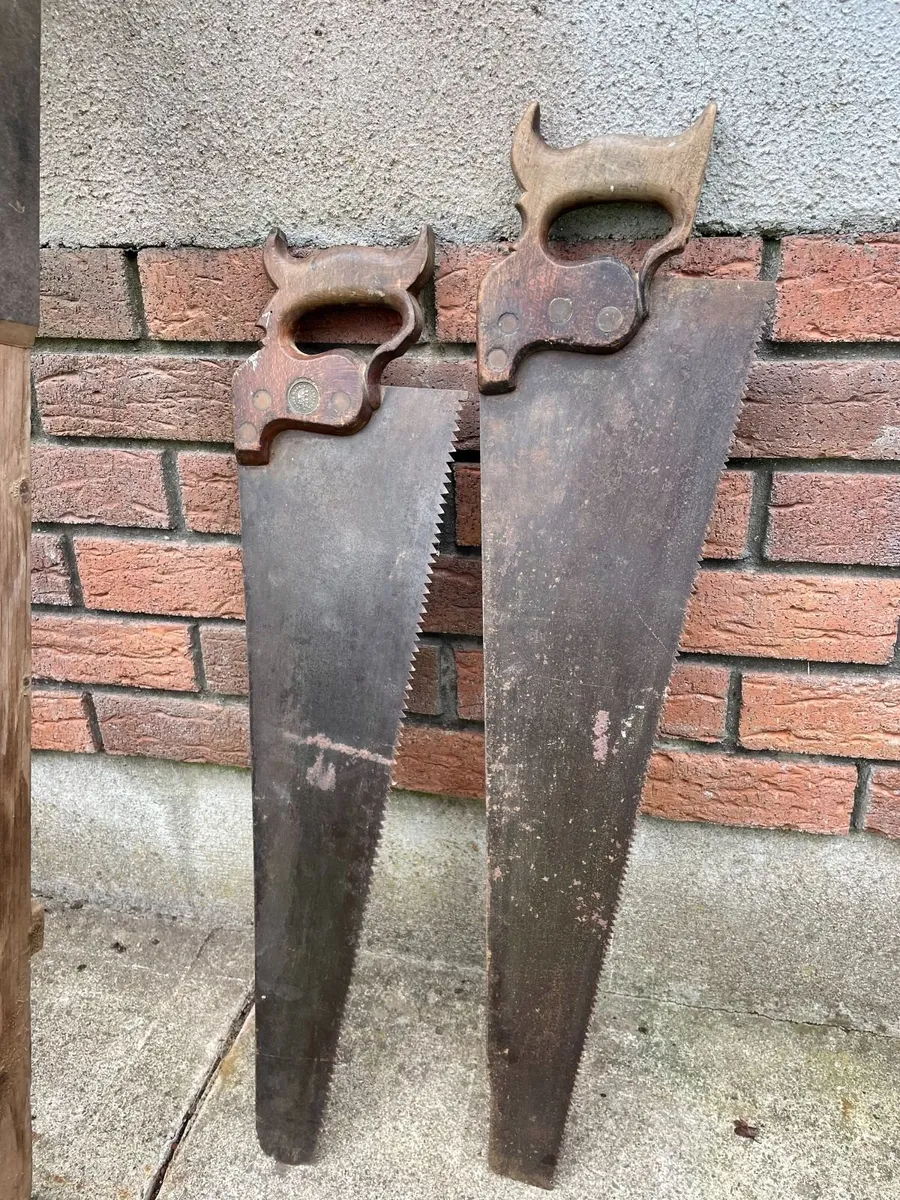 Vintage Pine wooden carpenter's saw  Horse, 2 saws - Image 3