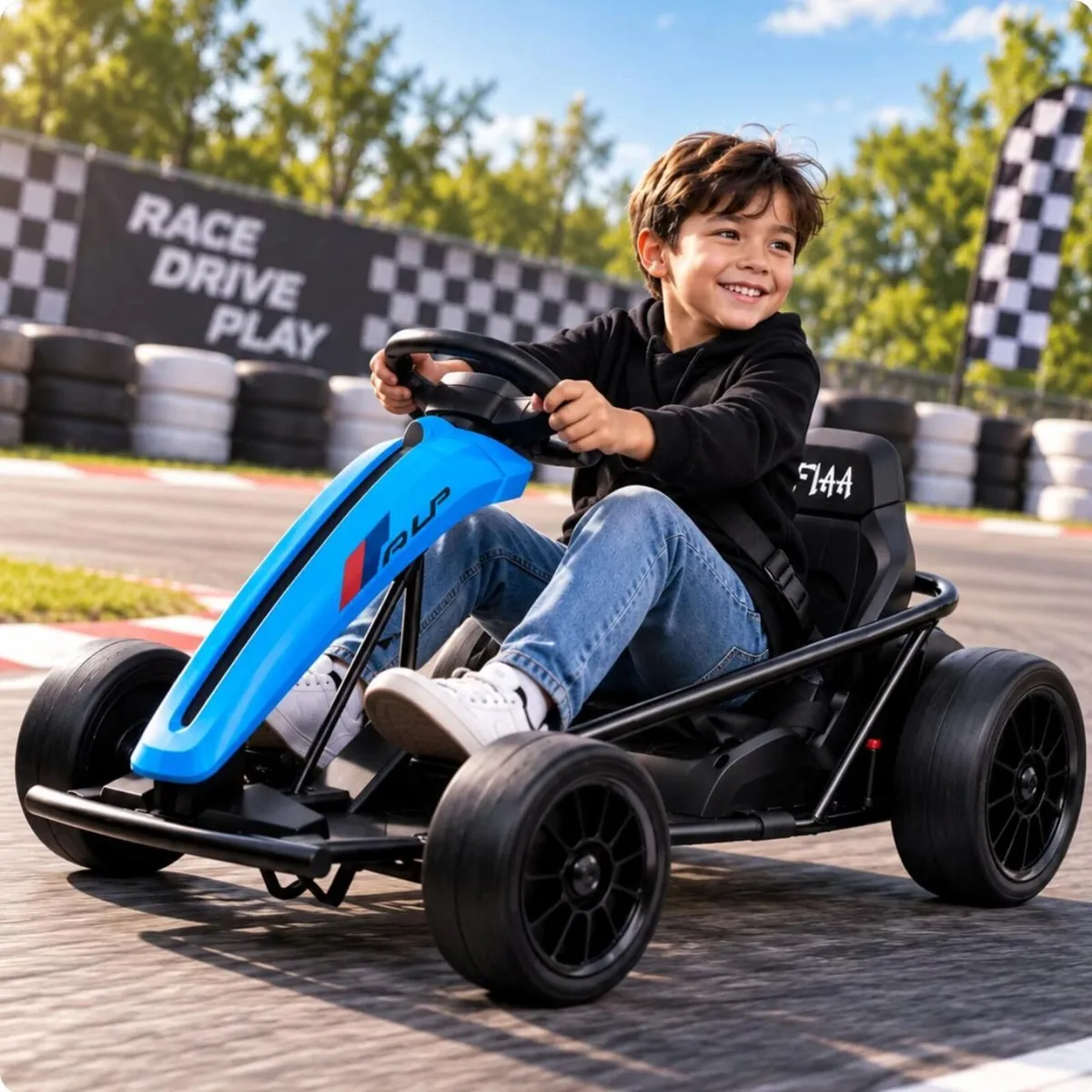 Drift 24V Electric Ride On Go Kart Blue - Image 1