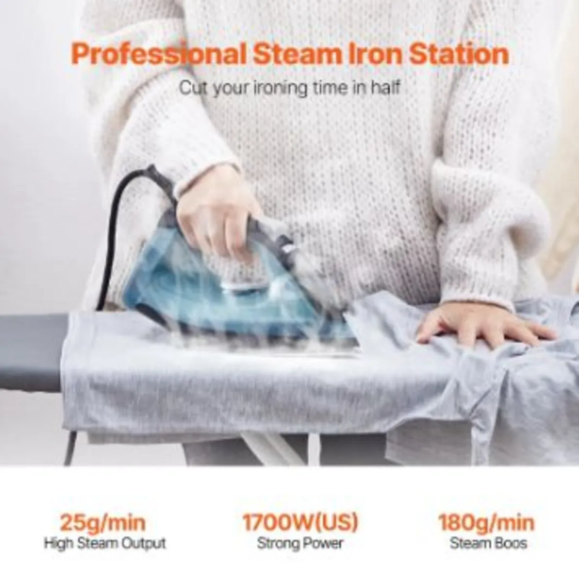Steam Iron, 1600W Iron for Clothes - Image 2