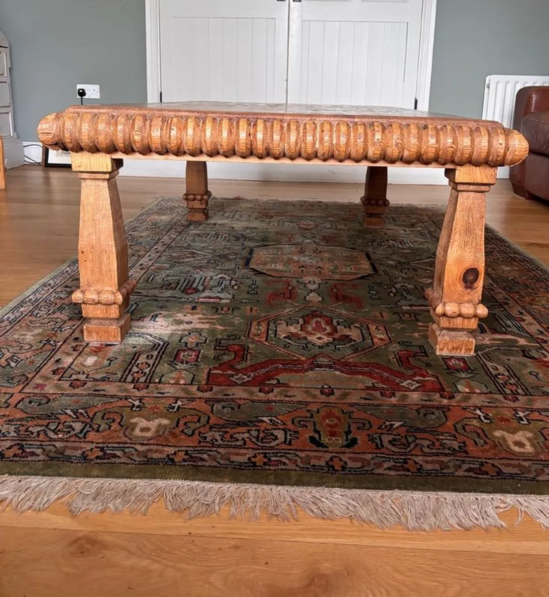 Solid Pine Rustic Carved Coffee Table - Image 1