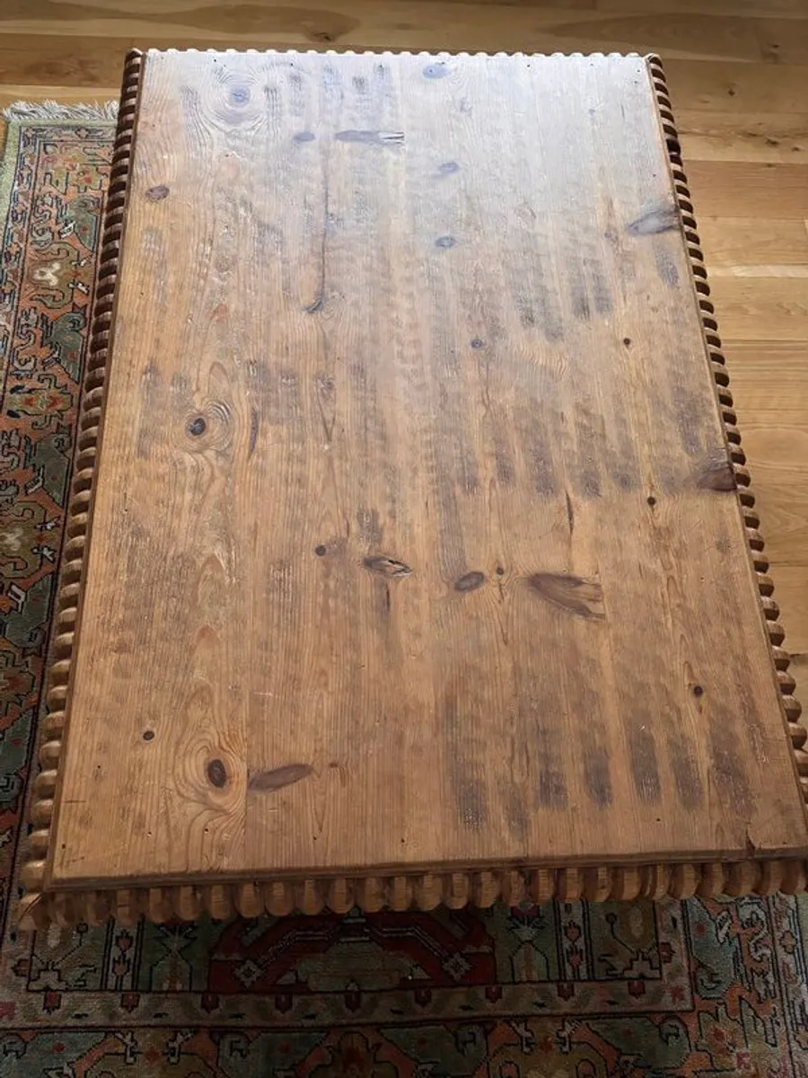 Solid Pine Rustic Carved Coffee Table - Image 2
