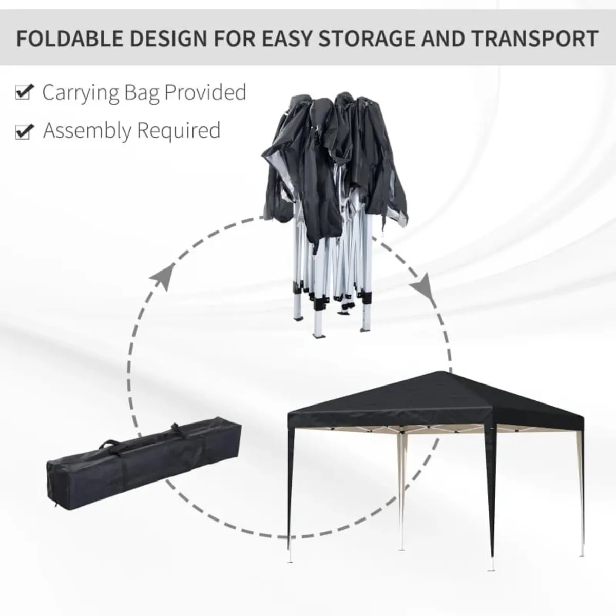 3 x 3M Garden Pop Up Gazebo Height Adjustable Marq - Image 3