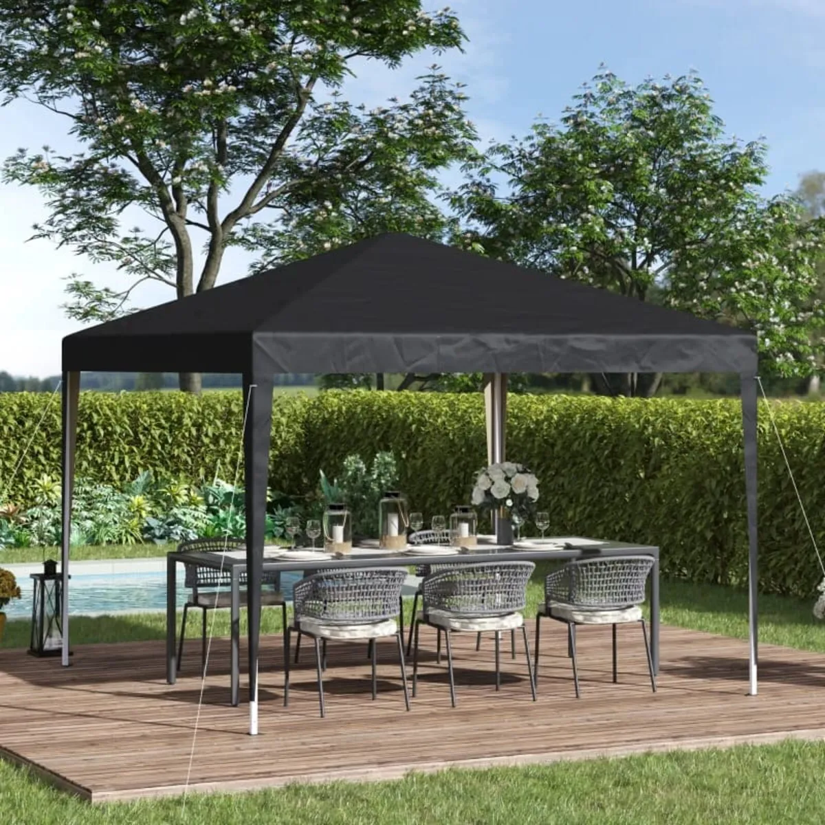 3 x 3M Garden Pop Up Gazebo Height Adjustable Marq - Image 2