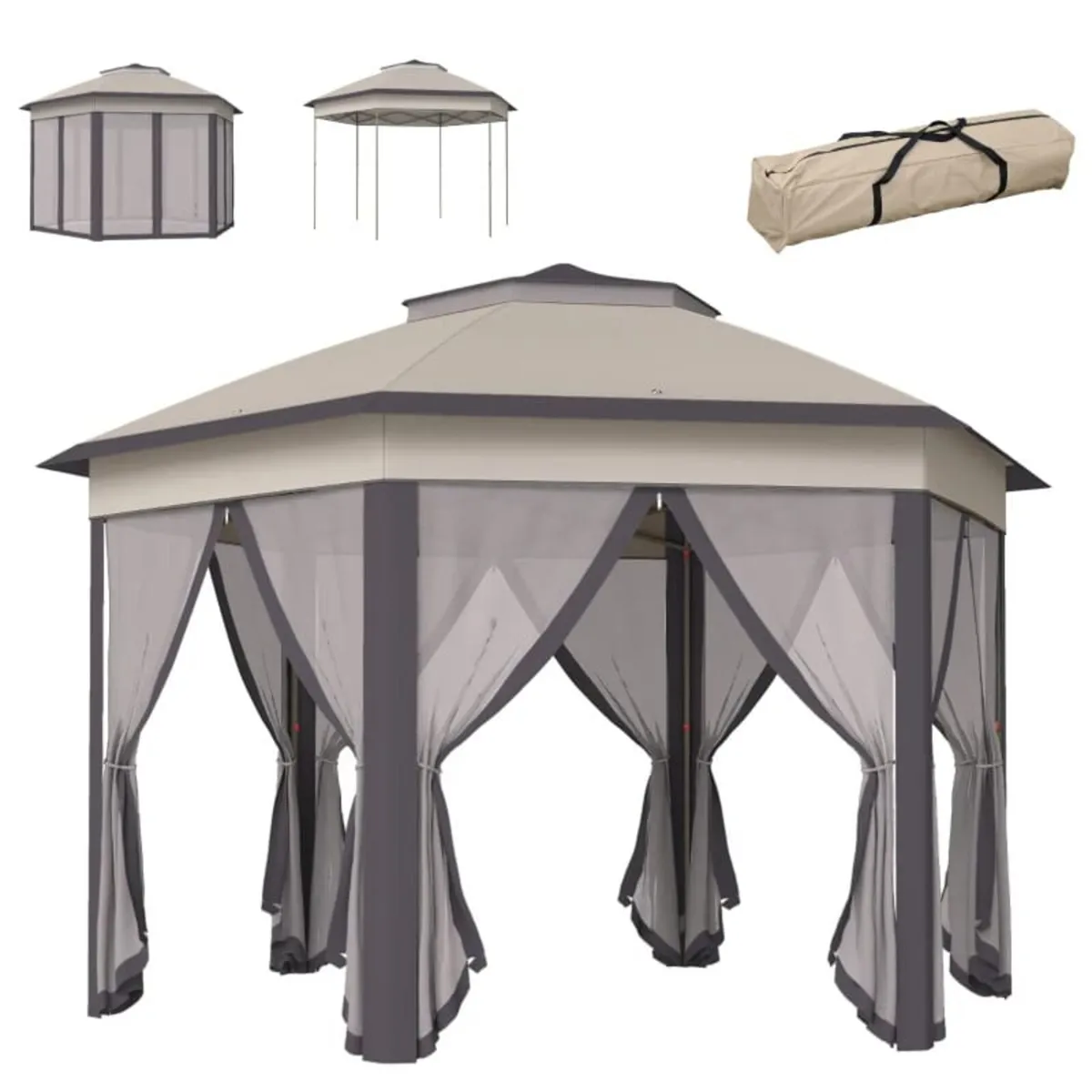 Hexagon Garden Gazebo - Pop Up Outdoor Patio Doubl - Image 1